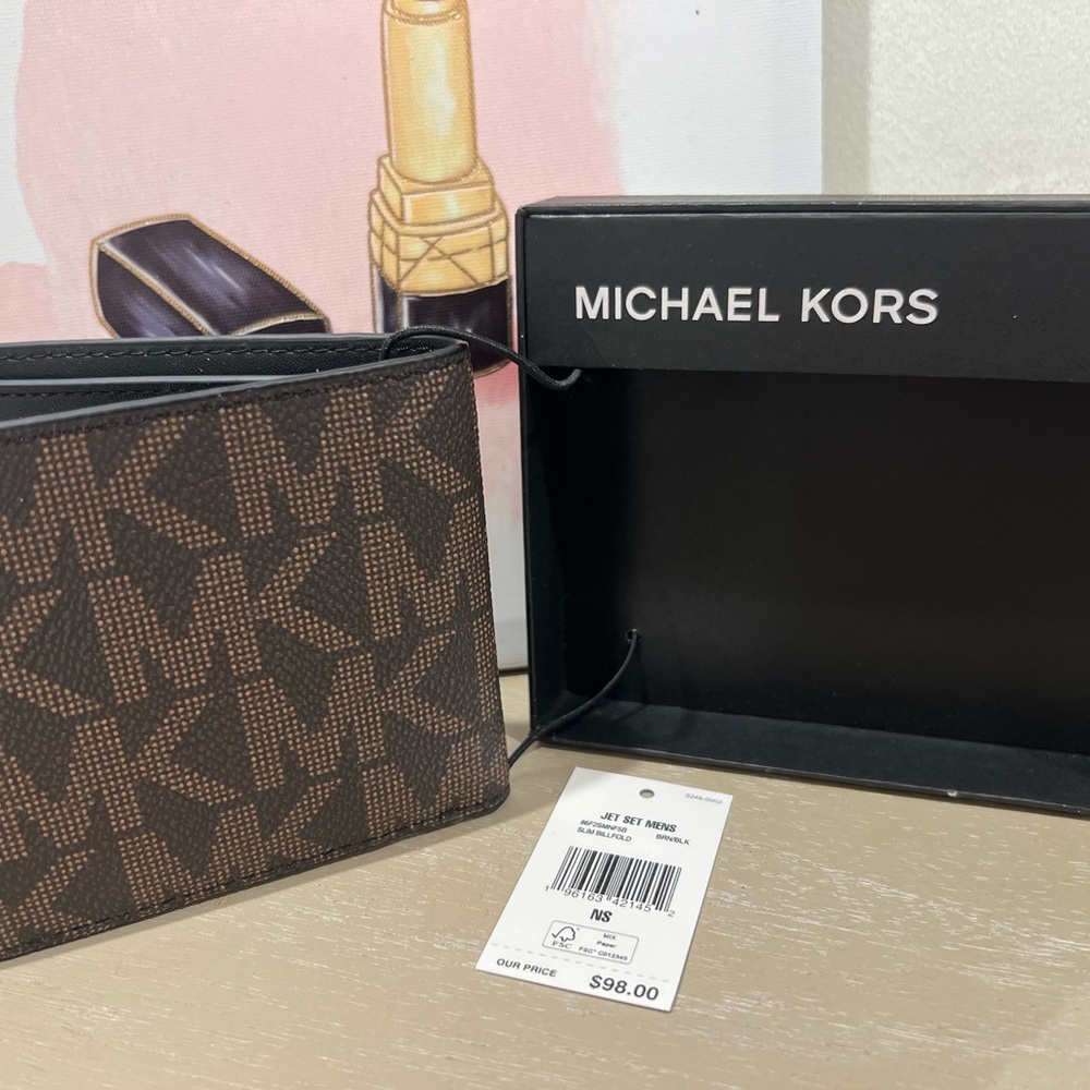 Michael Kors Black and Brown Monogram Men’s Wallet